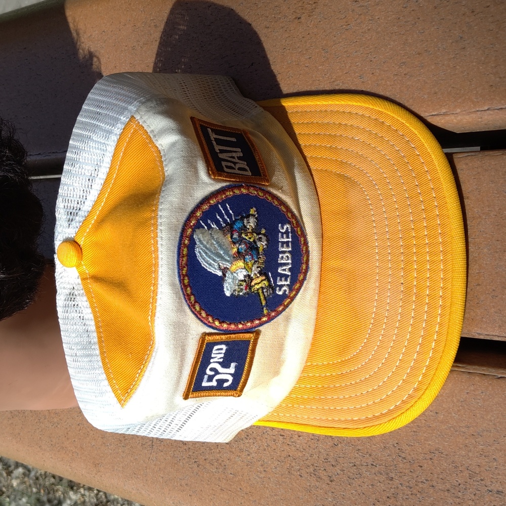 Vtg 52nd Naval Construction Battalion (NCB) Seabees Trucker Mesh Snapback Hat L